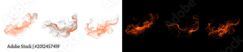 Fotografie Orange amber smoke clouds and fiery steam swirls for creative design