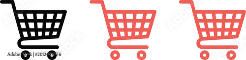 Fotografía Shopping cart icon set, modern ecommerce icons in outline and flat design style for online shopping retail apps and digital marketplace graphics