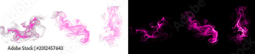 Konstfotografi Hot pink smoke swirls on transparent background abstract glowing light design