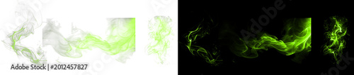 Bright lime green smoke effects for artistic graphic projects and overlays.