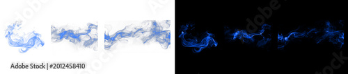 Foto Royal blue magical spirit smoke wisps isolated on dark background set
