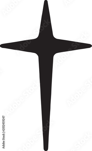 Bold Cross Star Icon - Geometric Gothic Star Cross Symbol Vector Logo