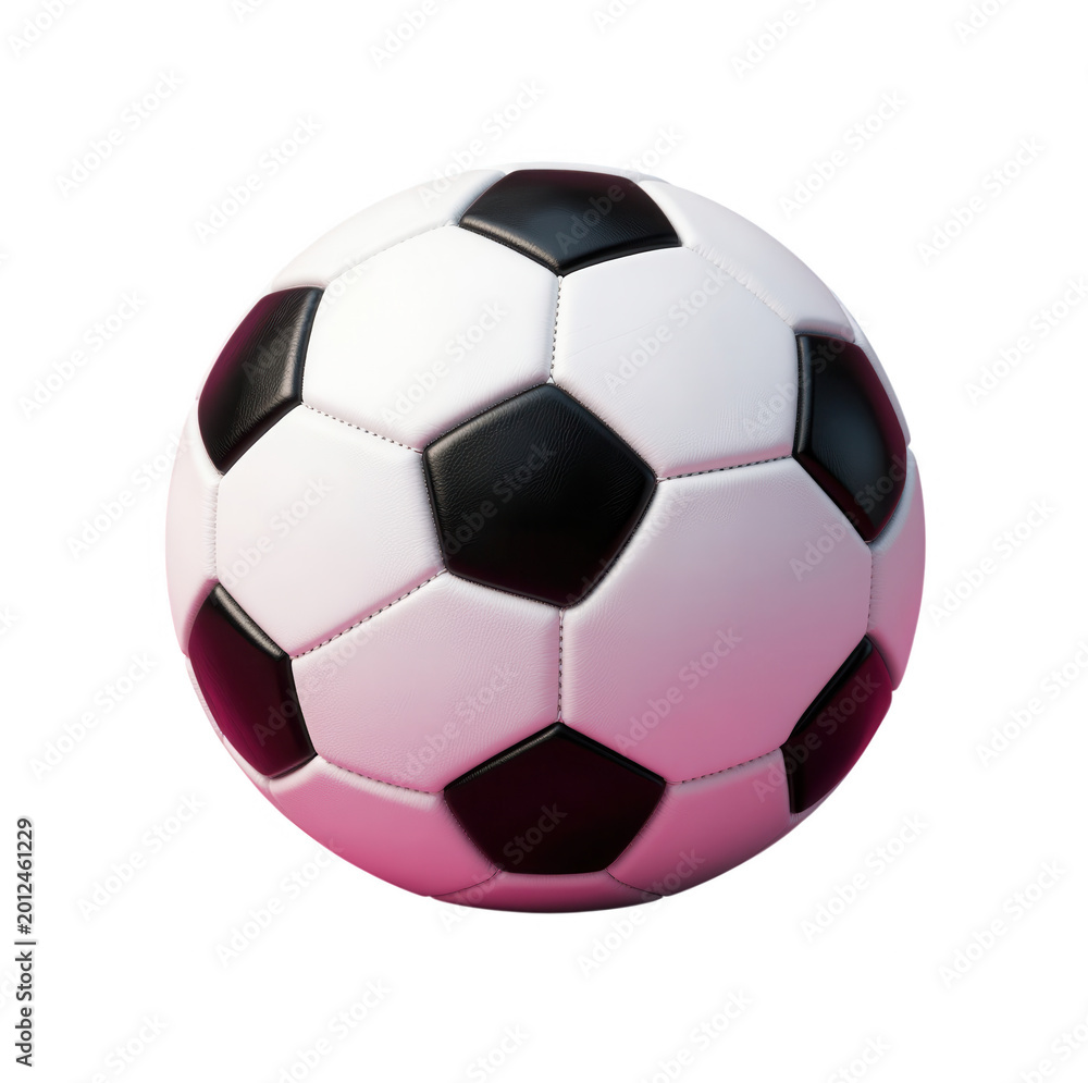 Naklejka premium Pastel Pink and Black Geometric Soccer Ball 3d Render Isolated on Transparent Background