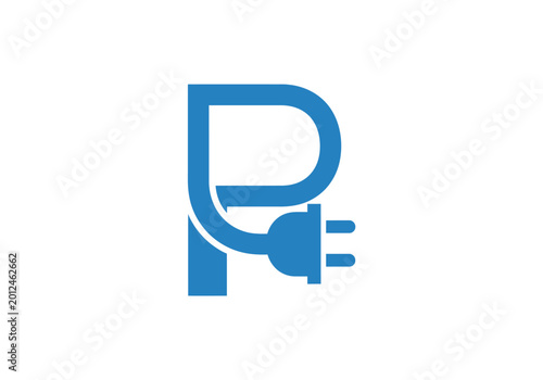 Free Download Blue letter P logo combined with an electrical plug icon - GFXLoad
