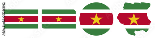 фотографія suriname circular, suriname rectangular, and suriname map flag flat icon