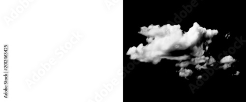 Obraz na płótnie Isolated white fluffy cloud on black background, realistic cumulus cloud cutout
