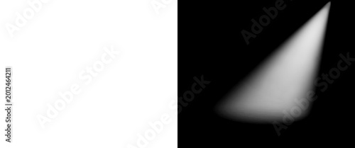 Obraz na płótnie Dramatic white spotlight beam on black background, bright stage light effect wit