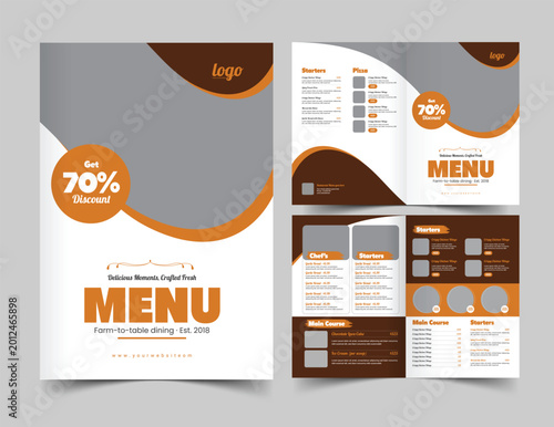 Restaurant menu design. Vector brochure template for cafe, coffee house, restaurant, bar. Food and drinks