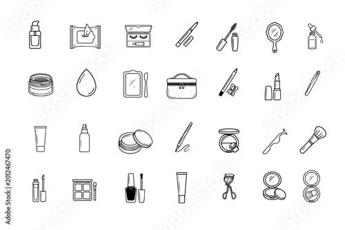 Beauty & Makeup Lion Icons Set - Cosmetic Tools, Skincare & Salon Vector Collection
