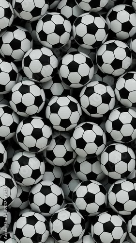 Soccer Balls Transition Filling Screen with alpha mask - 3D rendering