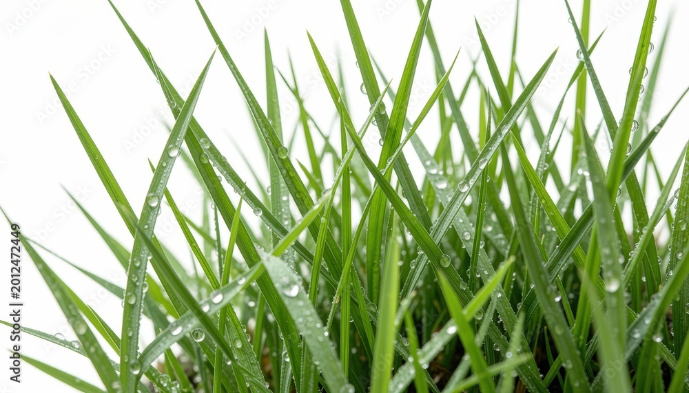 Fototapeta premium Fresh Green Grass Patch Isolated on White Background