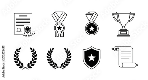 Quadro em tela Awards and achievement symbols icons.