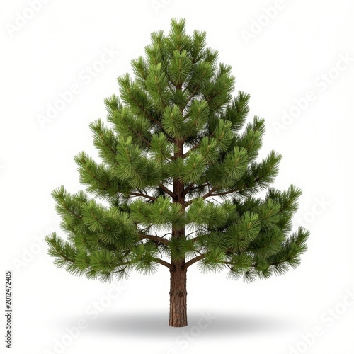 Realistic Pine Tree Isolated on White Background
