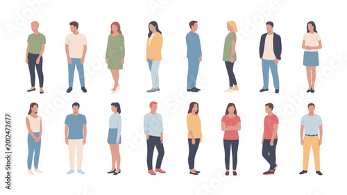 People Silhouettes Collection, Men and Women Human Figures Flat Vector Set