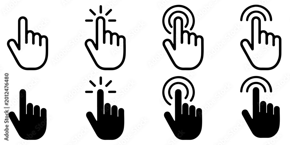 Fototapeta premium Hand cursor click icon set