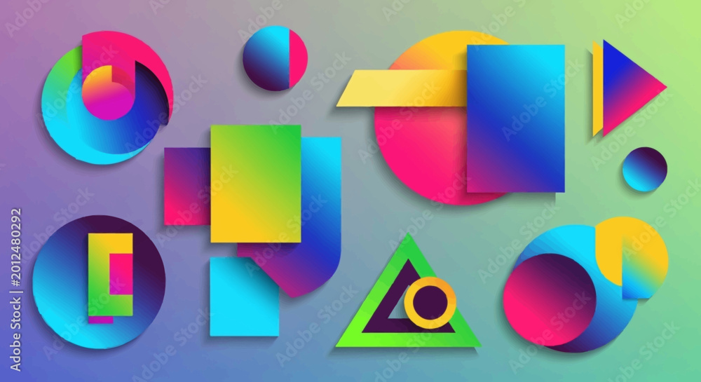 Obraz premium Vibrant Abstract Shapes Background - Geometric Design Elements, Gradient Colors