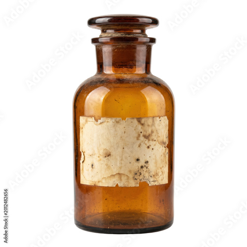 Cuadro en lienzo Old brown glass medicine bottle with weathered blank label