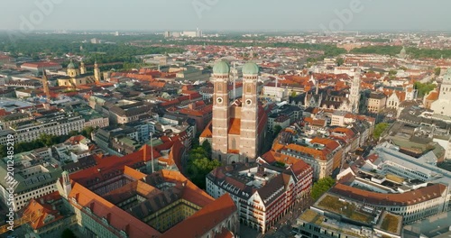 Munich Frauenkirche Church Aerial Footage