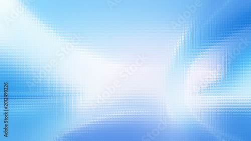 Frosted glass effect overlay on bright blue sky with clouds background.