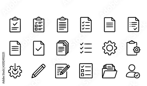 Canvas Print Clipboard checklist black and white vector illustration task management