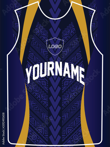 Basketball, Football, Soccer, Volleyball or any Sport Jersey Design Template with Tribal Pattern, Abstract Sports Jersey Design Template.