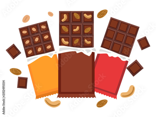 Chocolate Bar Collection with Nuts, Almonds and Cashews