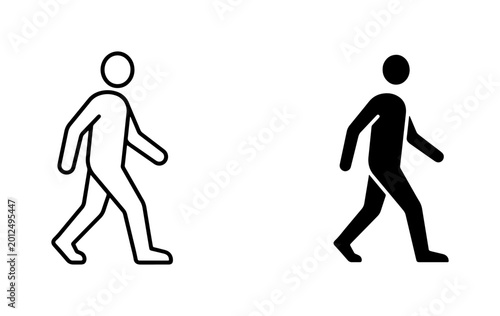 Canvas-taulu Walking Man Icons, Silhouette and Outline, Simple Figures for Movement and Activ