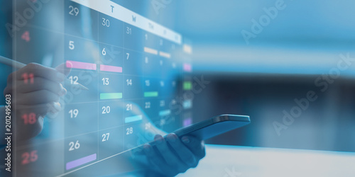 Tableau sur toile Project Management and Schedule Planning Displayed on a Digital Calendar Interface