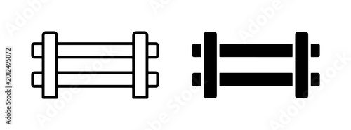 Simple Fence Icons, Outline and Solid Fill, Barrier Symbols for Property and Boundary Concepts