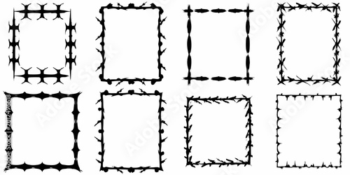 Konstfotografi nine black barbed wire frame vector illustrations on white background
