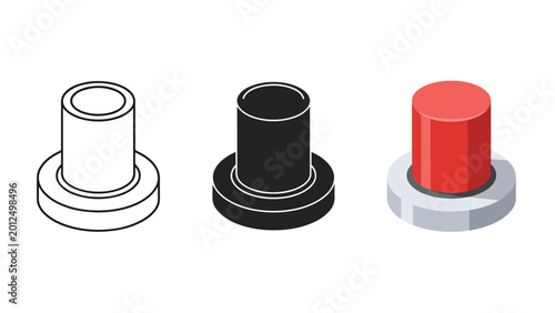 Foto Vector icon set of cylindrical objects with bases - Blue icon set - Modern style