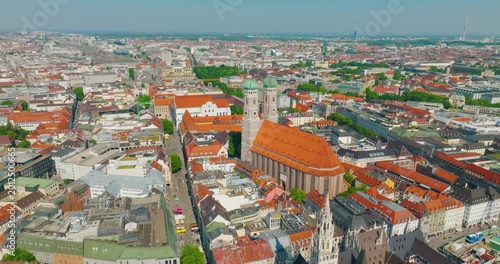 Munich Frauenkirche Church Aerial Footage