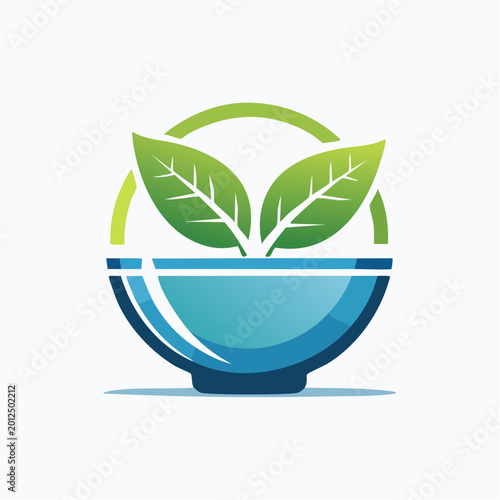 Healthy food and wellness concept with a bowl of green leaves symbolizing natural organic nutrition and healthy eating