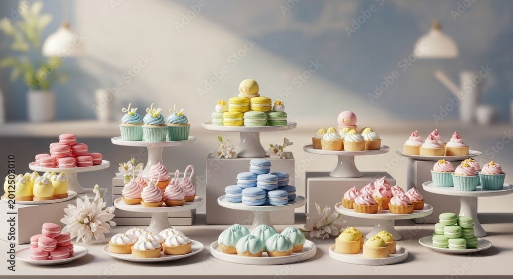 Fototapeta premium Assortment of Delicious Desserts and Pastries on Display.