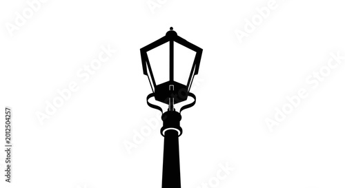 Vintage street lamp silhouette isolated on white background
