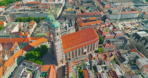 Munich Frauenkirche Church Aerial Footage
