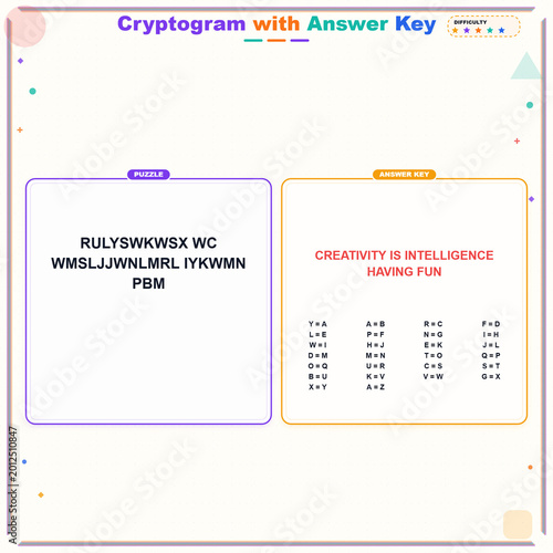 Foto Cryptogram puzzle with answer key displaying creative quote