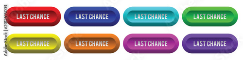 A set of nine colorful button graphics with the text 'last chance' in various bright colors including red orange yellow green blue purple, colorful