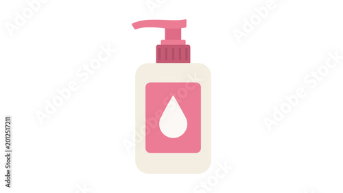 Quadro su tela Professional hand-drawn vector icon illustration of a cosmetic lotion pump bottle dispenser, minimalist scalable SVG line art for skin care and hygiene product design isolated on white