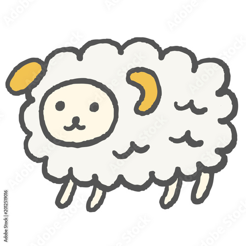 手描き風のひつじイラスト ふわふわのかわいい羊 動物のナチュラル素材