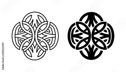 Canvas Print Celtic Knot Vector Icon Set, Interlocking Abstract Symbol, Traditional Irish Des