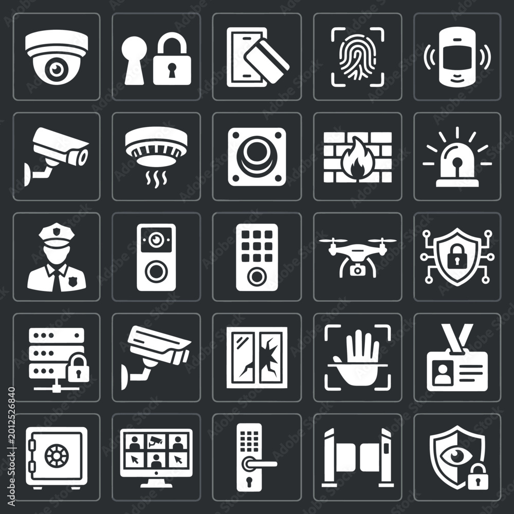 Fototapeta premium Security icons set for protection.