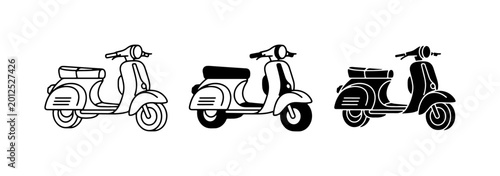 Photos Retro Scooter Icons, Vintage Motor Scooter Graphics, Classic Moped Vector Set, U
