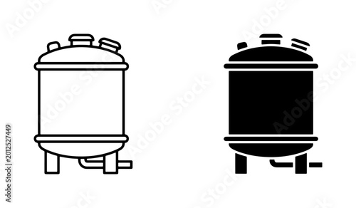Fotografi Industrial Storage Tank Icons, Chemical Reservoir Vector Set, Fermentation Vesse