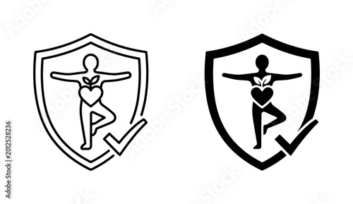 Billede på lærred Health Shield Icons, Wellness Protection Symbols, Organic Life Assurance Badges,