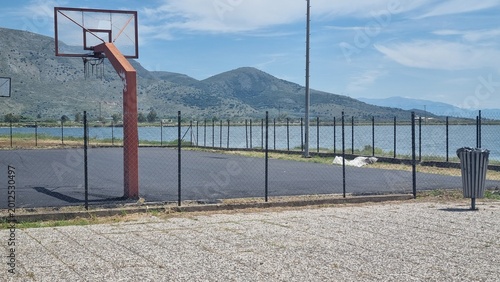 Lakeside Basketball Court with Mountain View