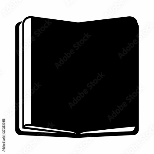 Open book illustration in black and white representing learning and knowledge