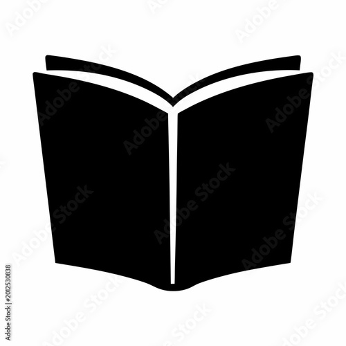 Black and white illustration of an open book isolated on background