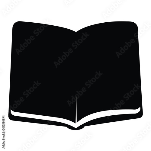 Black and white open book icon symbolizing knowledge and education