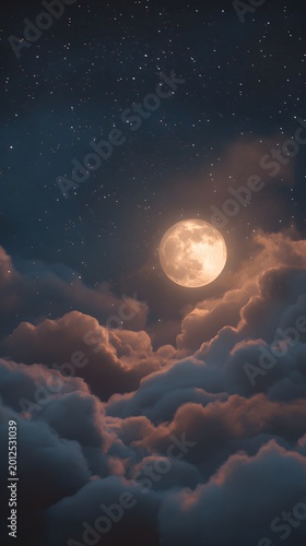Full Moon Above the Clouds